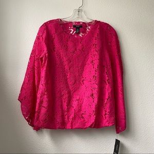 195. NWT Alfani Pink Lace Long Sleeve Blouse Top